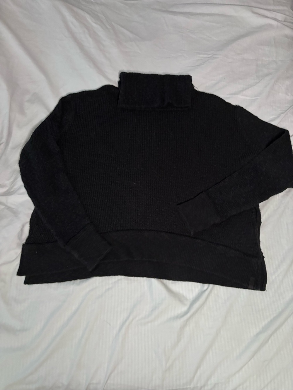 We The Free Free People Black Cotton Turtleneck Sweater Small Oversized